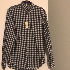 Men’s Jcrew M 2ply 100% blue plaid NWT button down